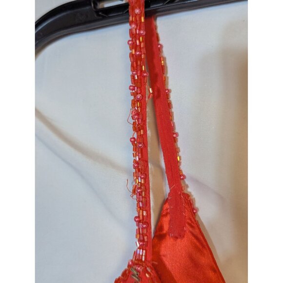 Pink Beaded Silk Gown With Spaghetti Straps & Sparkling Design Size 10 - Picture 4 of 11